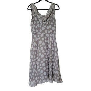 MSK Gray polka dotted midi dress woman's size 10 1203